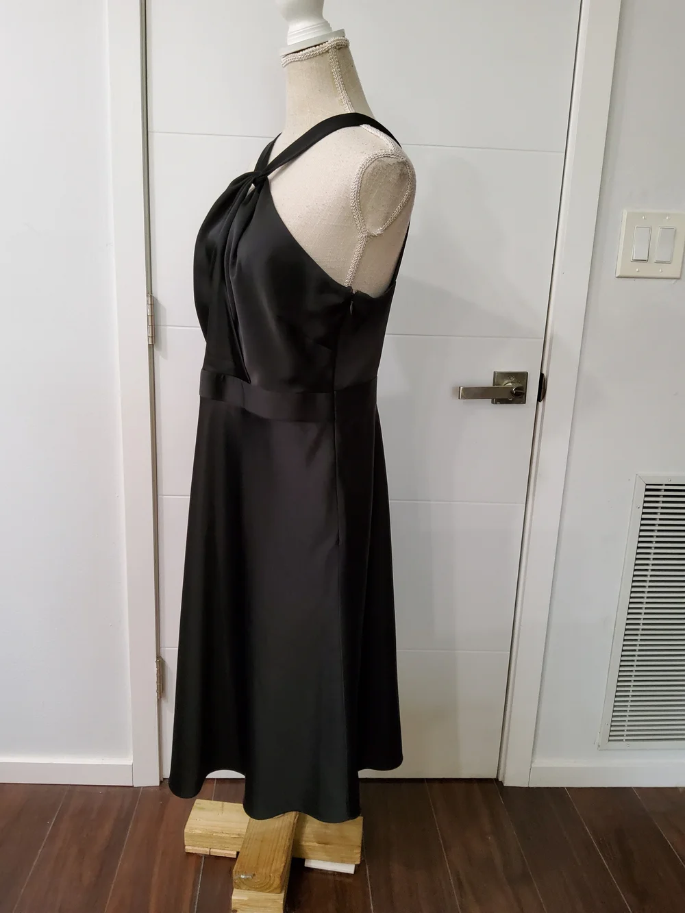 J.Crew Satin Black Halter Midi Dress Size 14